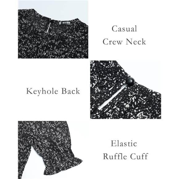 BTFBM Women Casual Summer Dresses 2025 Spring Crew Neck Ruffle Short Sleeve - Picture 5 of 7